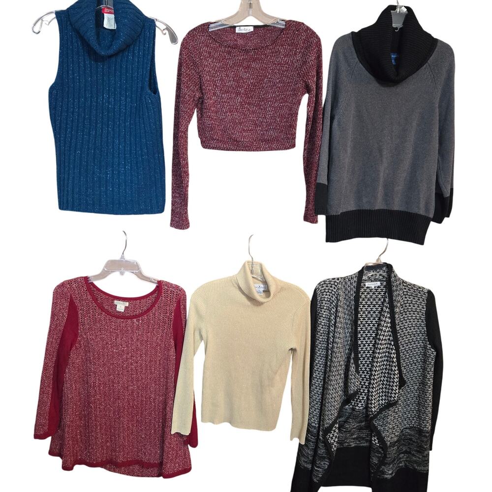 Women's Medium M 8 10 Sweaters Cardigans Pullovers Vests Wholesale Bulk Lot of 6